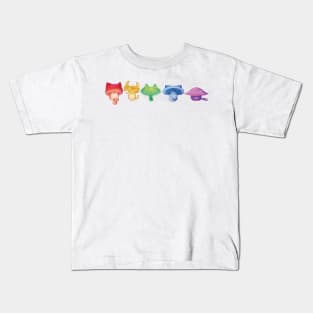 Mushroom Cats - Rainbow Line Kids T-Shirt